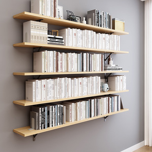 Wall Mounted Wood <b>Shelves</b> Three Layer Carbon Steel Bracket Storage Rack For Living Room Durable Rectangle Design - Product Image 2