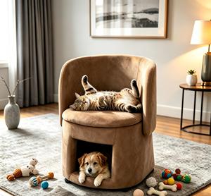 Metal Wooden Iron Frame <b>Folding</b> Chair Pet <b>Bed</b> Orthopedic Memory Foam Cat Cave <b>Bed</b> with Rollers - Product Image 1