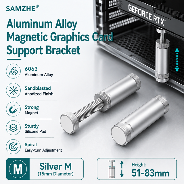 SAMZHE Aluminum Graphics Card Bracket Vertical GPU Bracket Video Card Holder Support PC Accessories Height Adjustment 51-83mm