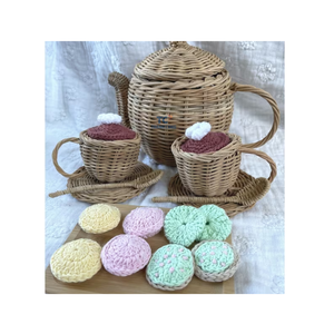 Haute qualité rotin théière ensemble rotin jouets voiture durable écologique jouet enfants enfant en bas âge semblant jouer pépinière Boho jouet - Product Image 4