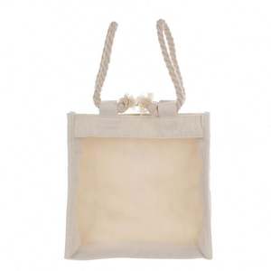 Sac de toilette de voyage en toile, grand organisateur de cosmétiques de voyage, sac de toilette transparent plus grand avec poignée en corde de coton - Product Image 3