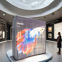 Écran LED transparent holographique P3.91 P6.25 P7.8, écran LED pliable et enroulable, adhésif sur verre pour la publicité en vitrine