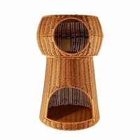 Nouvelle Maison pour Animaux de Compagnie en Rotin Synthétique Tressé Double, Écologique et Durable, Lit pour Chat Ventilé, Résistant à la Moisissure, Facile à Nettoyer, pour Intérieur et Balcon