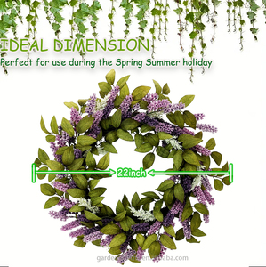 Corona de Lavanda Artificial de 22 Pulgadas, Ecológica, Personalizable, para Puerta Principal, Pared, Ventana, Decoración Rústica, Festiva - Product Image 4