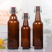 Bouteilles en verre ambré de 330 ml, 500 ml, 16 oz, 32 oz avec bouchon à clapet facile pour le kombucha, les boissons gazeuses, la brasserie et la fermentation