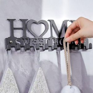Porte-<span class=keywords><strong>clés</strong></span> <span class=keywords><strong>mural</strong></span> en métal noir avec crochets décoratifs pour manteaux et chapeaux, organisateur résistant à la rouille pour l'entrée - Product Image 3