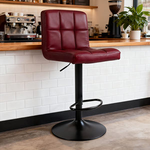 Tabouret <span class=keywords><strong>de</strong></span> <span class=keywords><strong>bar</strong></span> pour la maison avec siège rembourré en mousse haute résilience, <span class=keywords><strong>noir</strong></span> <span class=keywords><strong>mat</strong></span>, fonction pivotante et réglage en hauteur par vérin à gaz - Product Image 2