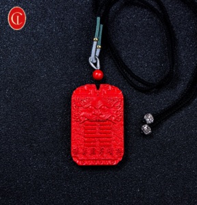 Collier pendentif Bagua en cinabre naturel - Chaîne en corde tendance Certifié par un tiers Pierre <span class=keywords><strong>de</strong></span> naissance <span class=keywords><strong>de</strong></span> juillet Équilibre énergétique <span class=keywords><strong>Sagesse</strong></span> Bouddhisme - Product Image 5
