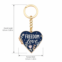 Porte-clés personnalisé en forme de cœur en émail, pendentif en alliage de zinc, anneau porte-clés rempli d'époxy, ton doré, cadeau personnalisé