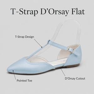 Scarpe Basse da Donna con Logo Personalizzato OEM, Punta Affusolata, Taglio D'Orsay, Cinturino a T, Fibbia Regolabile alla Caviglia, Ballerine Casual Eleganti - Product Image 5