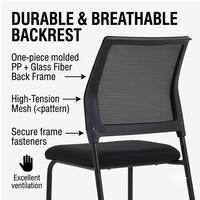 Chaise de formation pour bureau, école, étudiant, adulte, salle de formation, chaises d'école, chaises de bureau sans accoudoirs