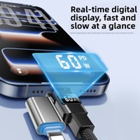 Câble d'alimentation 4 en 1 à charge rapide en nylon USB-A Type-C avec affichage numérique LED 100W, entièrement compatible avec les téléphones iPhone, les ordinateurs portables Android et les écouteurs