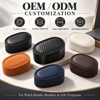 SUIXIN Mini Carbon Pattern PU Leather Recycled Materials Oval Watch Display Cushion Watch Winder Holder Buckle Closure