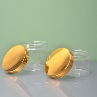 Kunststoffdose auf Lager Kosmetik-Creme-Verpackung 200g 300g 500g 800g 1000g Transparente Weithalsflasche mit Galvanisiertem Golddeckel