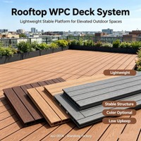 Plateforme extérieure surélevée en WPC à hauteur réglable, emboîtable, imperméable et antidérapante pour jardin et cour