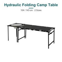 Table de camping hydraulique pliante en acier, portable, pour le camping en plein air, vente en gros