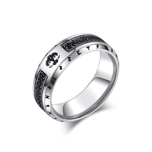 Anillo Vikingo con Runa Luen de Árbol de la Vida Hecho en Fábrica para Hombre, Anillo de Joyería Masculina de Acero Inoxidable con Baño de Oro, Estilo Retro y Moderno - Product Image 1