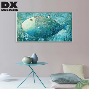 Dipinto Astratto su Tela Blu, Quadro a <span class=keywords><strong>Olio</strong></span> con Cornice per Decorazione Murale Camera da Letto - Product Image 4