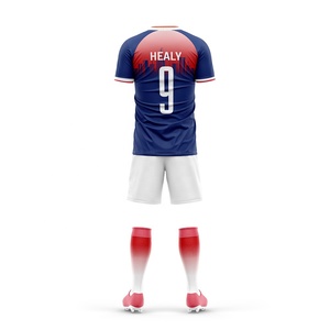 Sublimatie voetbaltenues dames, V-hals, geribde kraag, voetbalshirt en short set - Product Image 2