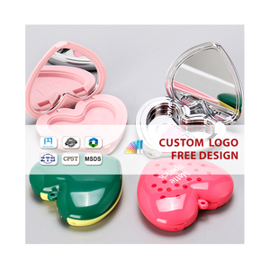 Oem/ODM sang trọng tùy chỉnh hình trái tim trống Blush bột trường hợp với gương Keychain Son môi du lịch xách tay bột container - Product Image 1