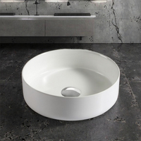 Lavabo en céramique de style moderne, forme ovale, avec émail antibactérien et drain intégré, idéal pour les hôtels (sans trou)