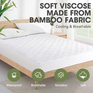 Toptan bambu 3D hava kumaş yatak koruyucu kapak su geçirmez soğutma yıkanabilir yatak pedi monte sac yatak koruyucu - Product Image 2