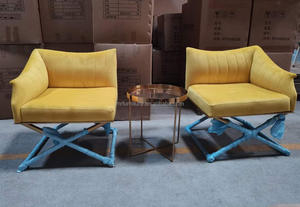 Silla de lujo de acero inoxidable para el hogar y Hotel, sillón con reposabrazos, de terciopelo, 2022 - Product Image 5