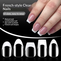 Extensions d'ongles portables sans couture exclusives transfrontalières, style français, faux ongles transparents, capsules pré-fabriquées pour nail art
