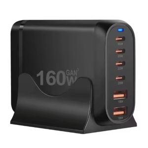 160W phổ Travel gan sạc 6 trong 1 <span class=keywords><strong>USB</strong></span> C Port PD QC3.0 sạc nhanh cho Macbook Loại C <span class=keywords><strong>USB</strong></span> <span class=keywords><strong>Power</strong></span> <span class=keywords><strong>Adapter</strong></span> - Product Image 1