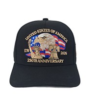 Topi Baseball 6 Panel PVC Edisi Ulang Tahun ke-250, Bordir Tiga Dimensi, Model Snapback, Dapat Disesuaikan, Impor