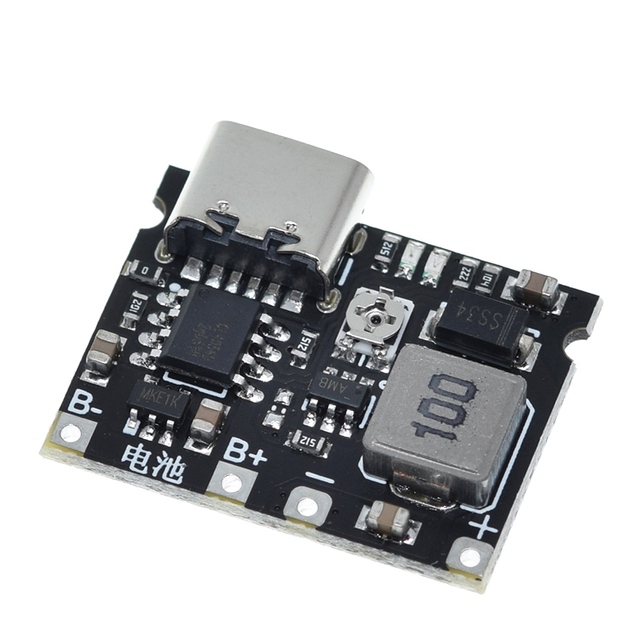 TZT Type-C USB 3.7V 4.2V 1A 5W Lithium Li-ion 18650 Battery Charger Board DC-DC Step Up Boost Module TP4056 DIY Kit Parts