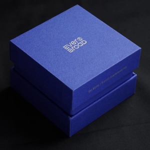 Everbroad Recyclable Art Paper <b>Square</b> Rigid Box with Custom Logo Blue Hot Stamping for High-End Jewelry Watch Eyewear Packaging - Product Image 1