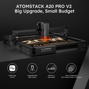 <span class=keywords><strong>ATOMSTACK</strong></span> <span class=keywords><strong>A20</strong></span> Pro V2 Cortadora Láser de Diodo de Alta Precisión, Grabador Rápido para Manualidades en Madera 3D, Acrílico, Goma, MDF, Bambú y Metal - Product Image 5