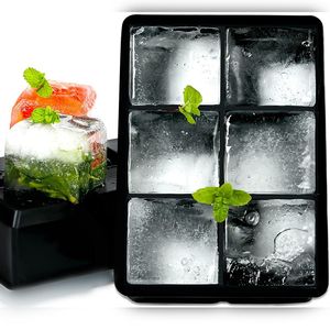 Moule à glaçons carré en silicone de qualité alimentaire, 6 cavités, facile à démouler, pour les boissons de fête - Product Image 1