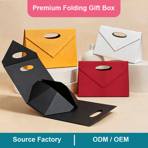 Boîte pliante de luxe personnalisée EVERWIN, boîte rigide en carton triangulaire, boîte cadeau magnétique, emballages pliables recyclables et réutilisables de qualité supérieure - Product Image 1