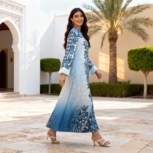 Robe Abaya longue élégante et stylée, sur mesure, en tissu de haute qualité et de luxe, pour femmes musulmanes - Product Image 4
