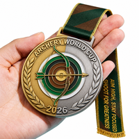 Médaille de sport athlétique en alliage de zinc avec émail en relief 3D, récompenses de tournoi, médaille personnalisée de championnat de tir à l'arc