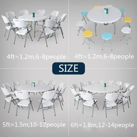 Table et chaises pliantes en plastique blanc de 6 pieds pour 12 personnes, robustes et modernes, pour événements extérieurs, banquets, réceptions, hôtels et villas.