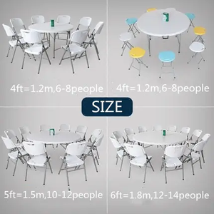 Mesa y Sillas Plegables de Plástico Blanco de 6 pies para 12 Personas, Resistentes y Modernas, para Eventos, Banquetes, Fiestas al Aire Libre, Hoteles y Villas, Venta al Por Mayor - Product Image 6
