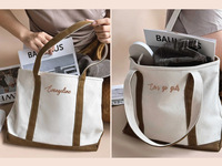 Sac fourre-tout en coton brodé personnalisé de qualité supérieure, sac à bandoulière réutilisable, sac à main en toile durable pour mariage, demoiselle d'honneur, plage, voyage
