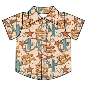 Camisas de Manga Corta con Botones para Niños, Diseño Personalizado de Vaquero Occidental, Novedad 2026 - Product Image 2