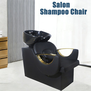 Fauteuil de lavage Z noir et or pour salon de coiffure, ensemble de mobilier de salon de beauté, fauteuil de coiffure avec bac à shampoing et évier - Product Image 4