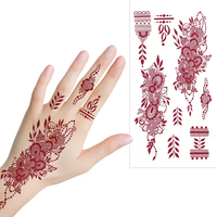 Autocollants de tatouage temporaire au henné rouge Henne Tatouage Marron Henné Designs de tatouage Autocollants Femmes