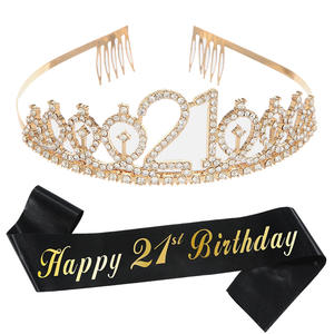 وشاح ذهبي لامع مع تاج عيد ميلاد فتاة عيد ميلاد ، لزينة الاحتفال بالحفلات - Product Image 3