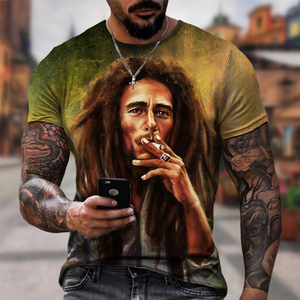 Summer Cool Rock <span class=keywords><strong>Bob</strong></span> Marley 3D Print O-neck Short Sleeve Street tee-shirts hommes Hip-hop Oversized xxx.tee vêtements pour hommes 2024 - Product Image 3