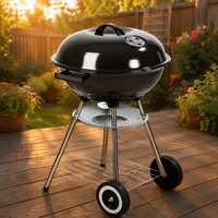 Barbecue à charbon de bois SEJR 17 pouces noir avec chariot - Barbecue moderne pour fêtes et camping