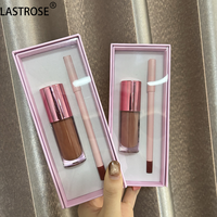 Ensemble de combos de brillant à lèvres transparent rose nu Kit de lèvres de marque privée végétalienne 2 en 1 Kit de brillant à lèvres mat antiadhésif
