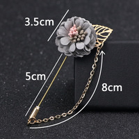 Vente en gros de broche fleur feuille d'or en alliage pour hommes, femmes et enfants, épinglette avec chaîne pour cadeau de fiançailles de mariage