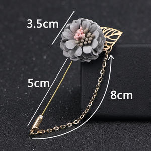 Toptan alaşım altın yaprak çiçek broş erkek kadın çocuk takım elbise yaka <span class=keywords><strong>Pin</strong></span> zinciri ile düğün nişan için hediye - Product Image 3