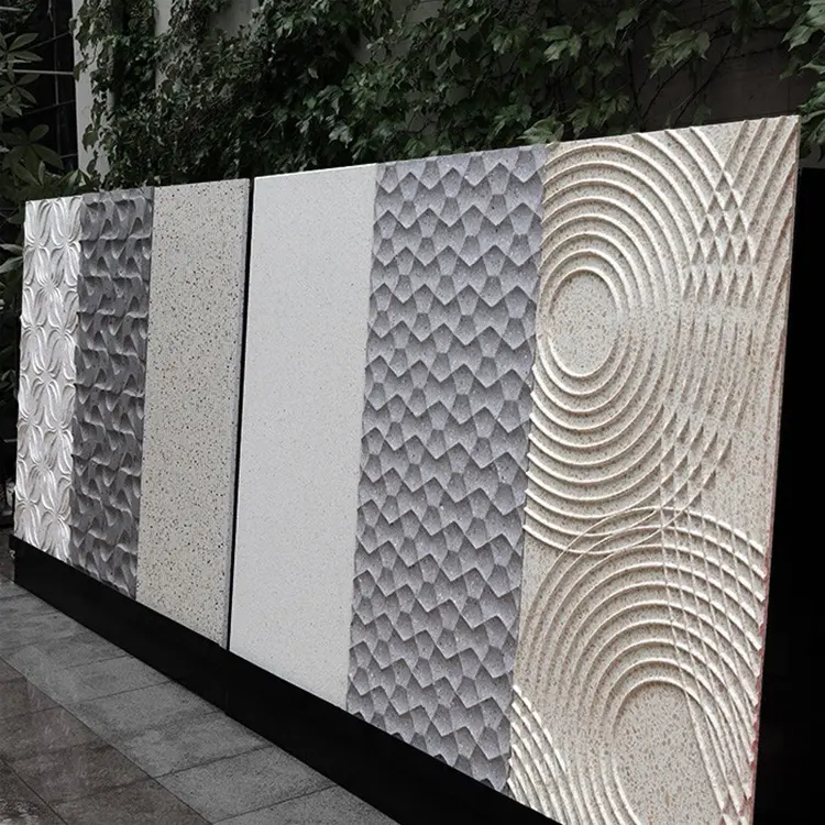 3D Cnc Carving Relievo Oppervlak Kunststeen Board Sample Panel Ontwerp Embossment Terrazzo Tegels